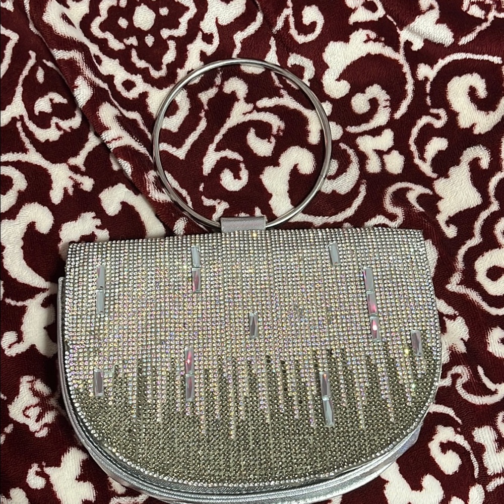 Silver Rhinestone Evening Bag